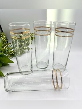4 Libbey Vintage Tom Collin’s Glasses with Gold Loop
Trim.